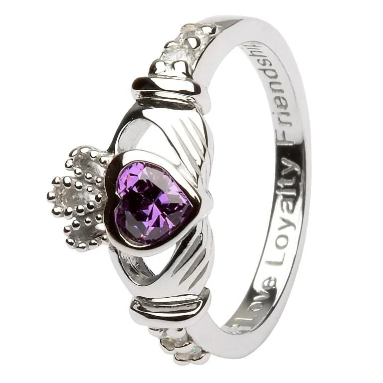 February- Claddagh Birthstone Ring