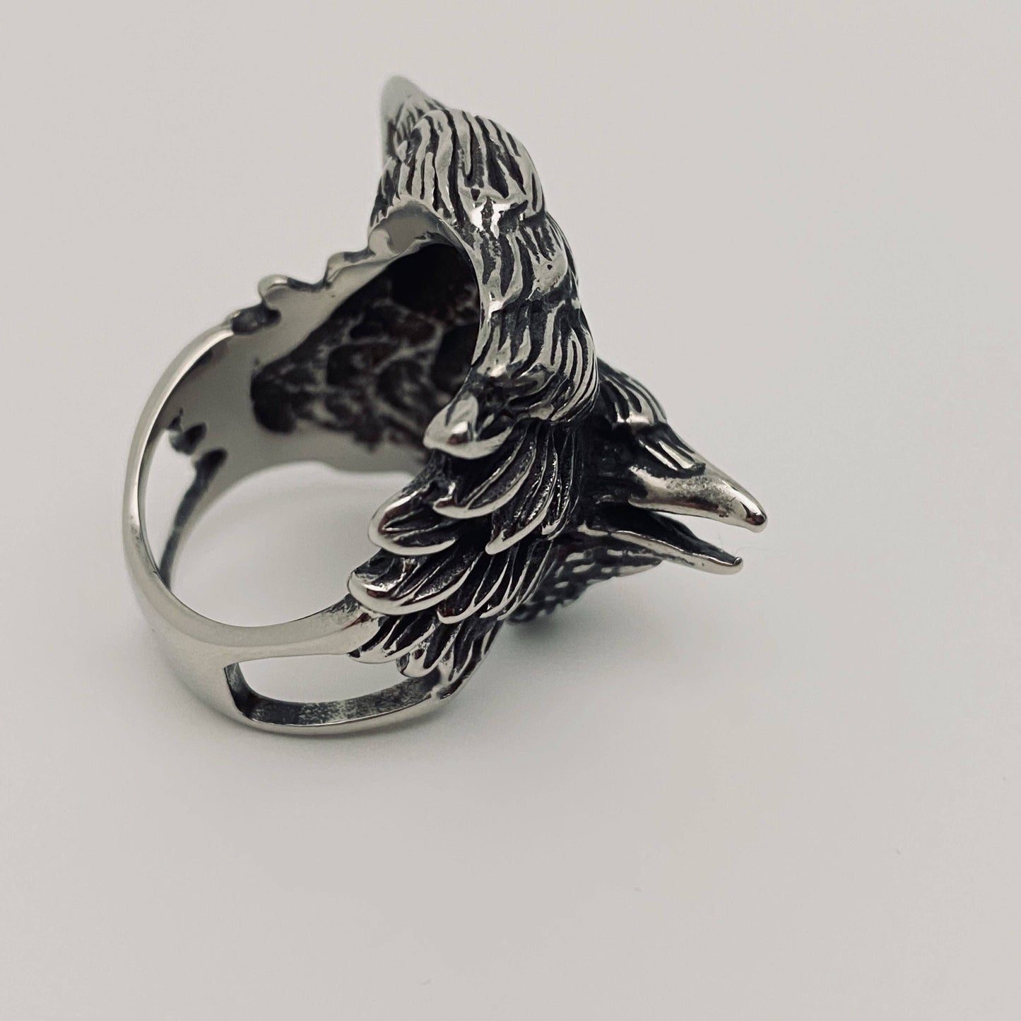 Stainless Steel Double Crow Head Ring - MJ/MR