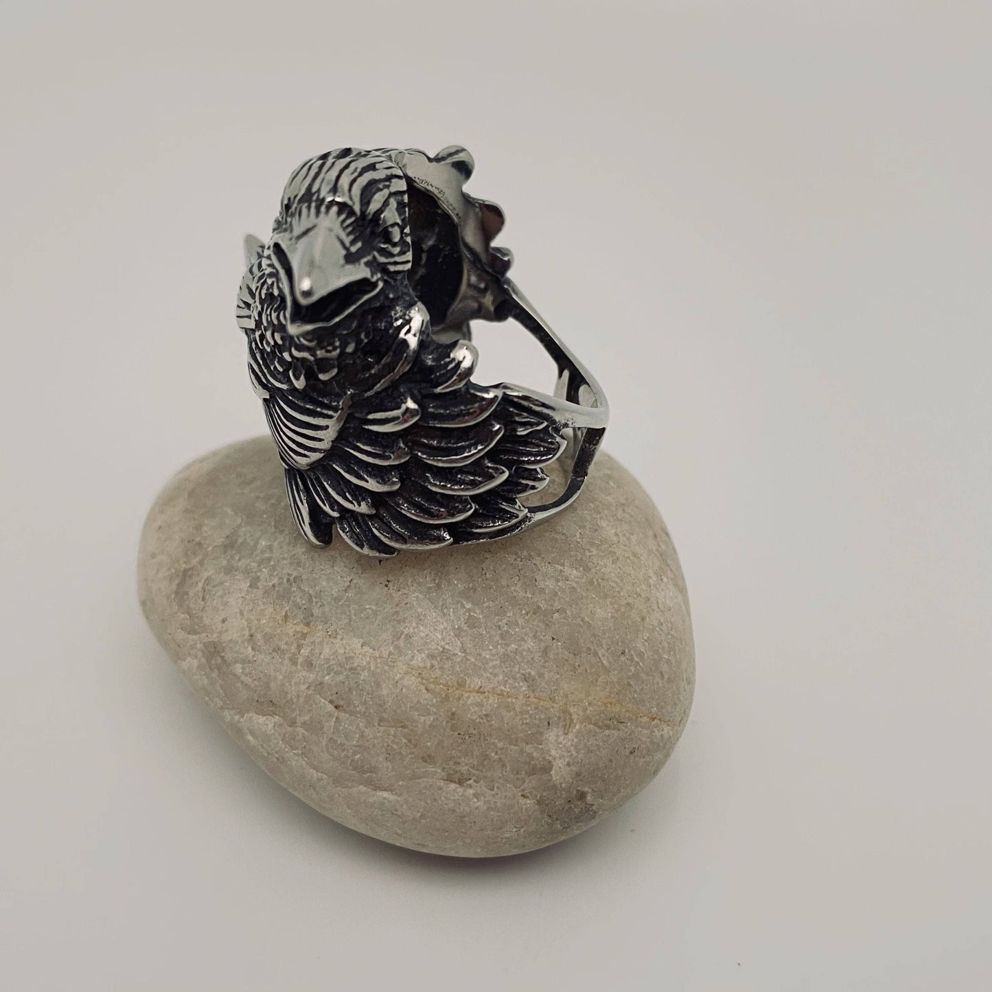 Stainless Steel Double Crow Head Ring - MJ/MR