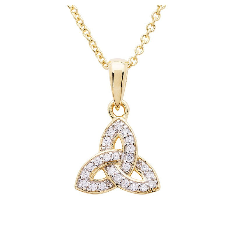 14KT Gold Vermeil Trinity Knot Necklace with White Cubic Zirconia