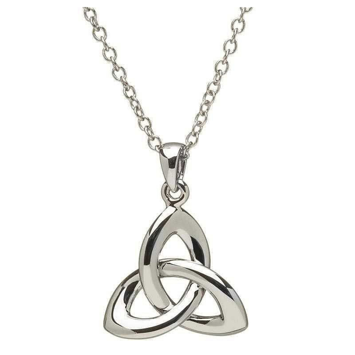 A sterling silver Celtic Trinity Knot pendant necklace on a belcher chain.