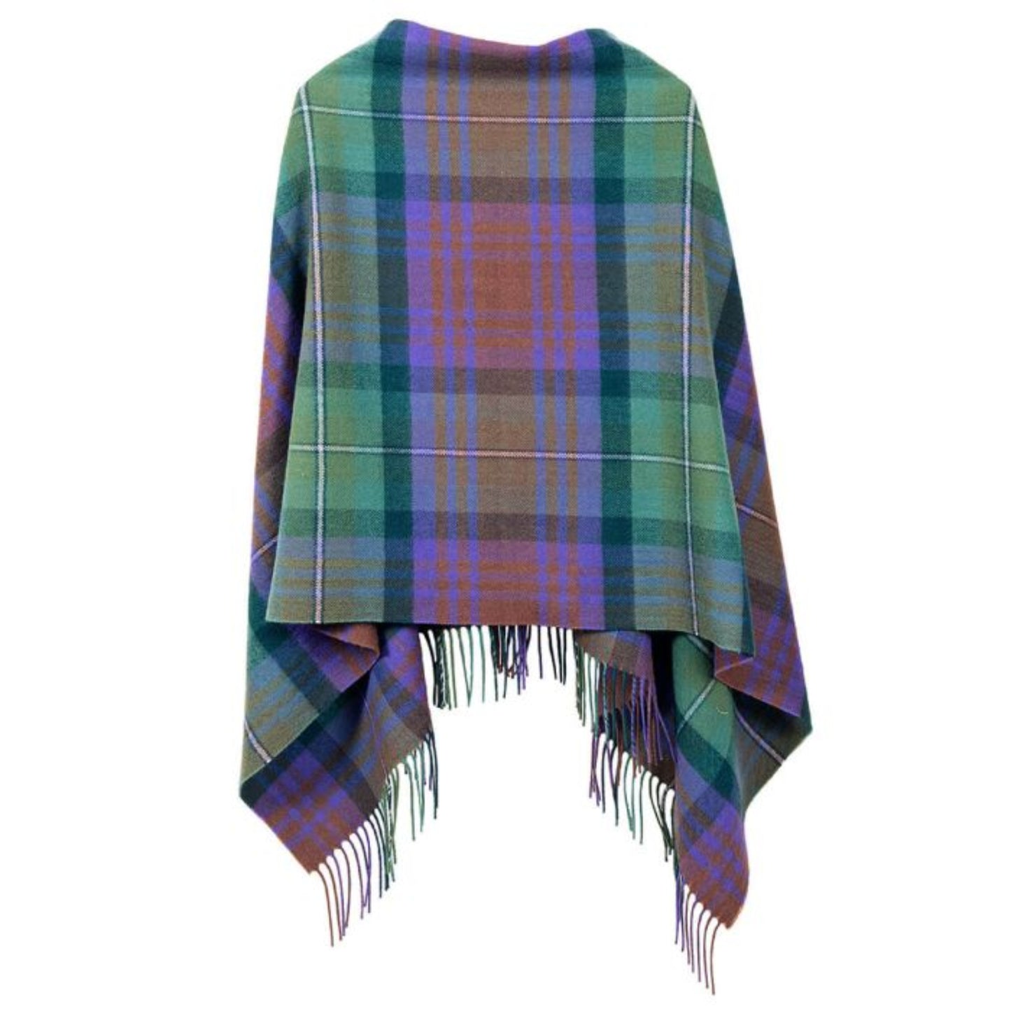Purple green and blue lambswool poncho