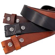 Handmade leather belts in brown and black