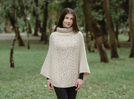 ML132 Cable Stitch Poncho