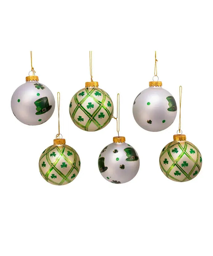 80MM SILVER/LT GREEN ST PATRICK BALLS 6P