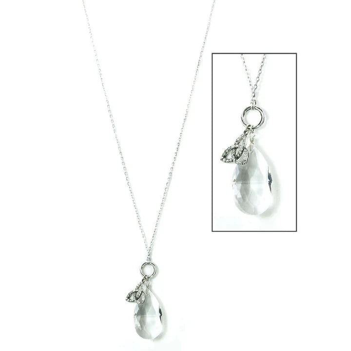 Glass Teardrop Trinity Knot Pendant Necklace with Stud Earring