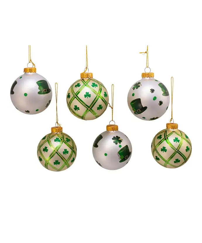 80MM SILVER/LT GREEN ST PATRICK BALLS 6P