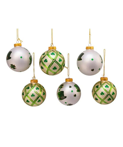 80MM SILVER/LT GREEN ST PATRICK BALLS 6P