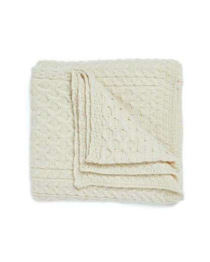 Bertra Aran Classic Wool Blanket - Cream