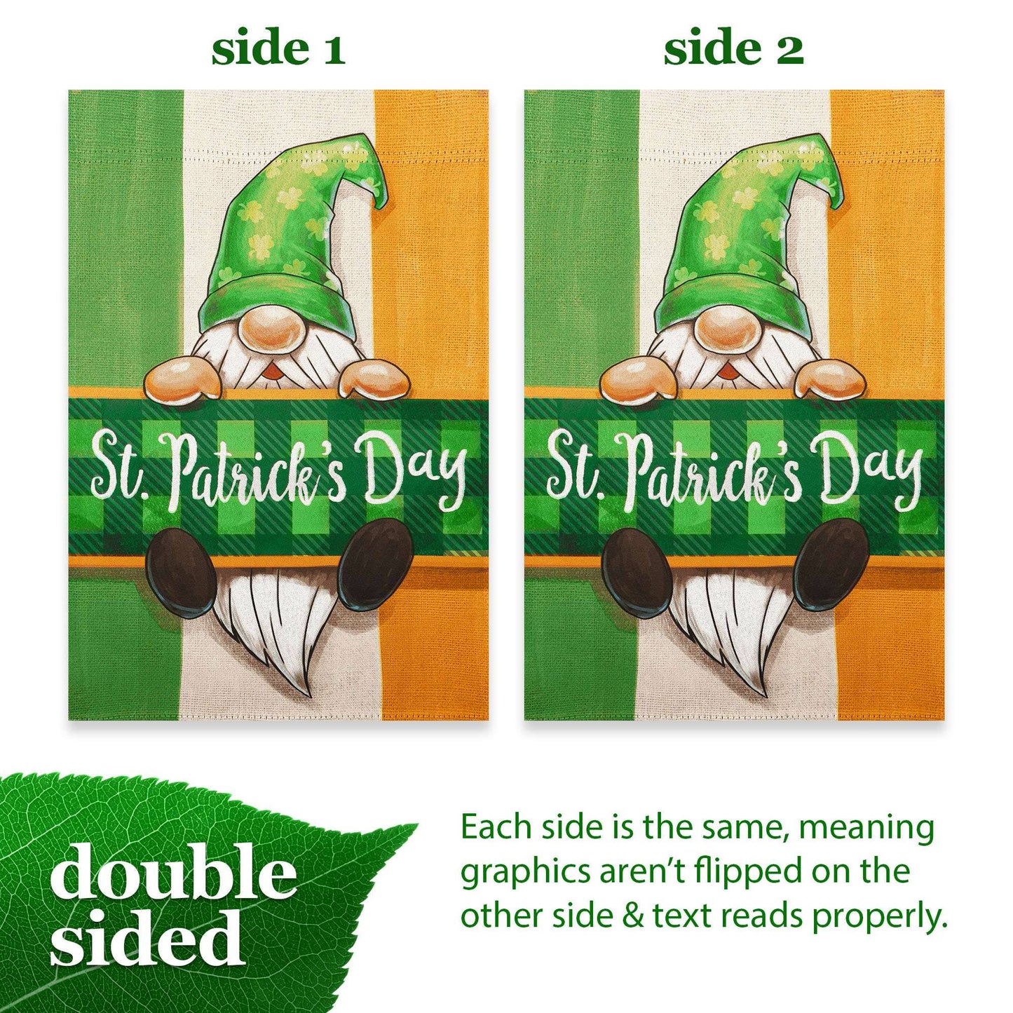 Happy St. Patrick’s Day Gnome Irish Flag Garden Flag 12x18