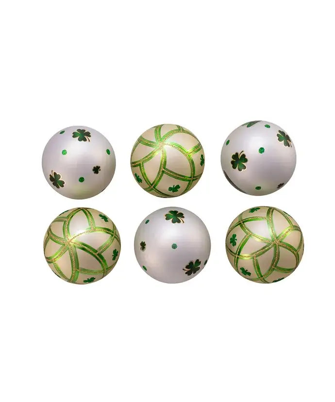80MM SILVER/LT GREEN ST PATRICK BALLS 6P