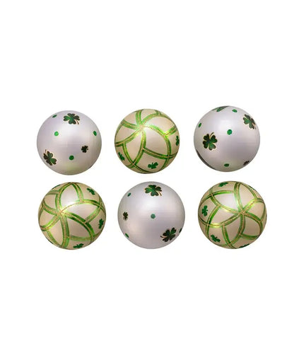 80MM SILVER/LT GREEN ST PATRICK BALLS 6P