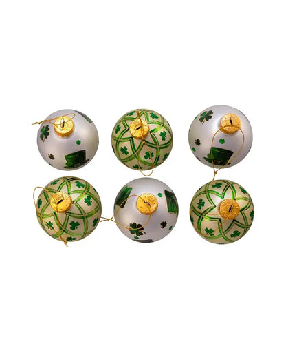 80MM SILVER/LT GREEN ST PATRICK BALLS 6P