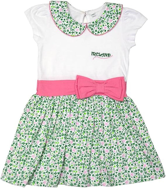 White and Pink Kids Shamrock Dress
