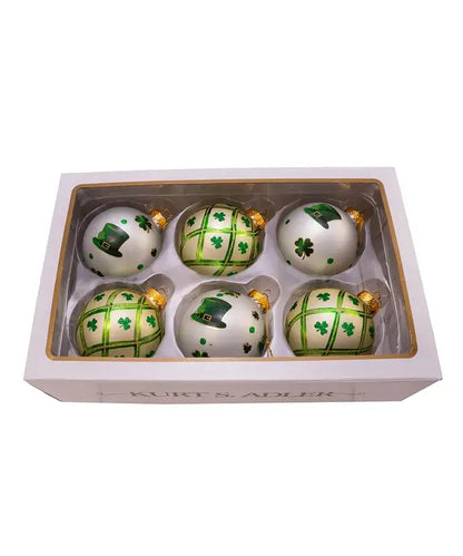 80MM SILVER/LT GREEN ST PATRICK BALLS 6P