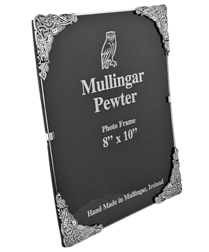 Mullingar Pewter photo frame with decorative silver border on a white background