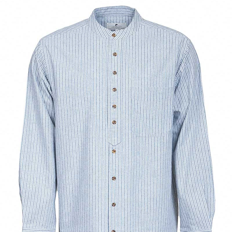 Grandfather Shirt Vintage Ivory Pin Stripe on Grey