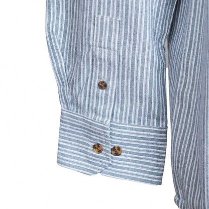 Grandfather Shirt Vintage Ivory Pin Stripe on Grey