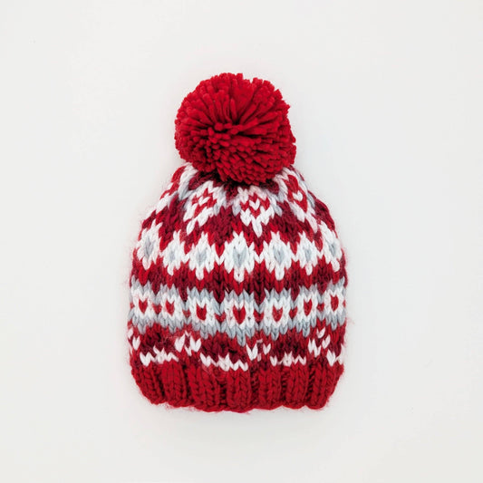 Fairisle Red Beanie Hat for Baby & Kids