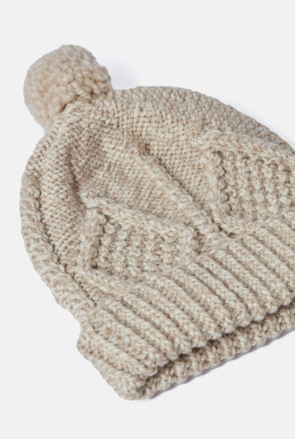 Doogea Childrens Aran Ski Hat -Oat