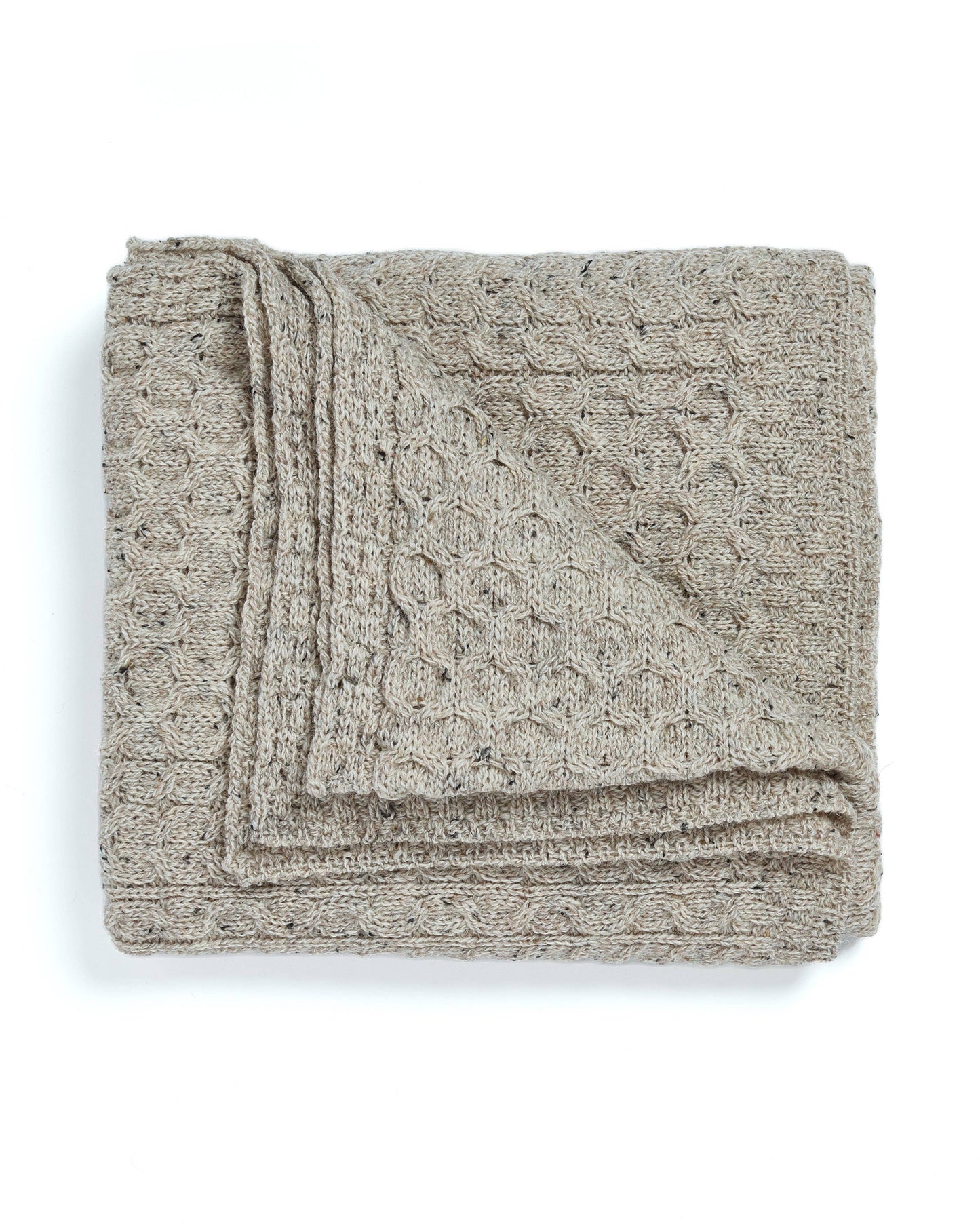 Bertra Aran Classic Wool Blanket -  Flecked Oat