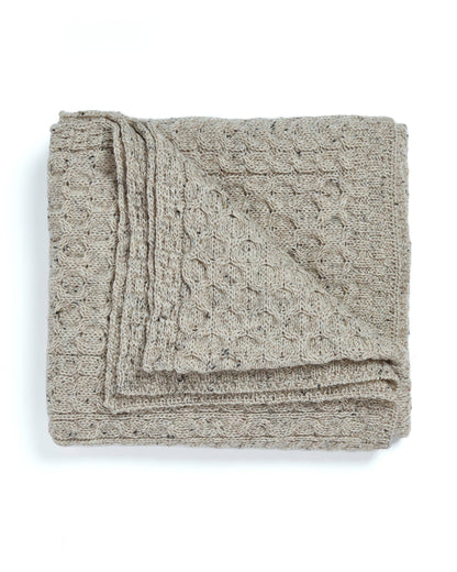 Bertra Aran Classic Wool Blanket -  Flecked Oat