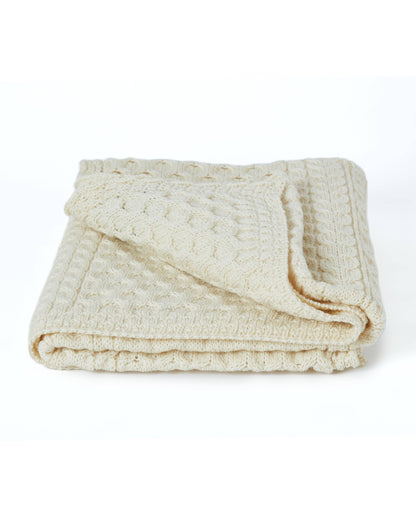 Bertra Aran Classic Wool Blanket - Cream