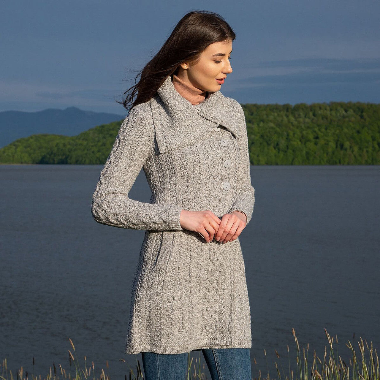Ladies Buttons Collar Coat