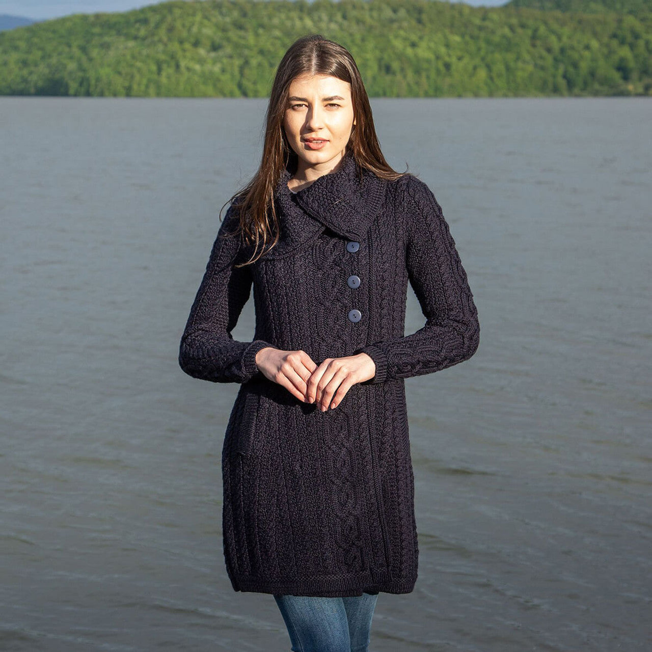 Ladies Buttons Collar Coat