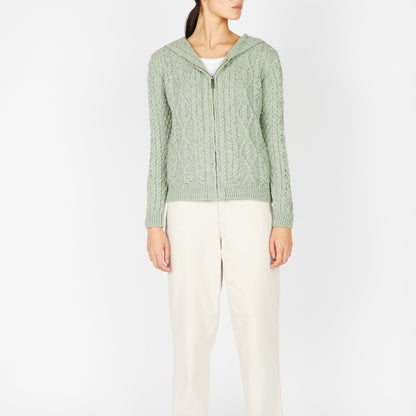 Light Green Zip Up Sweater front view
