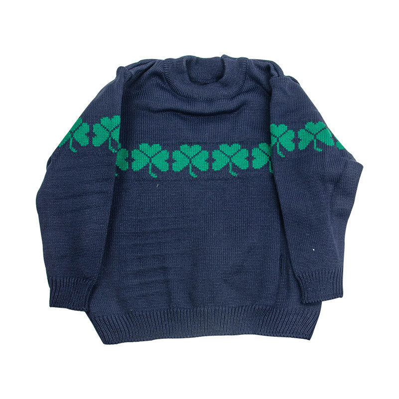 CREW SWEATER WITH SHAMROCKS NAVY - SIZE 12M