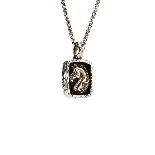 Silver and Bronze Horse Pendant Small