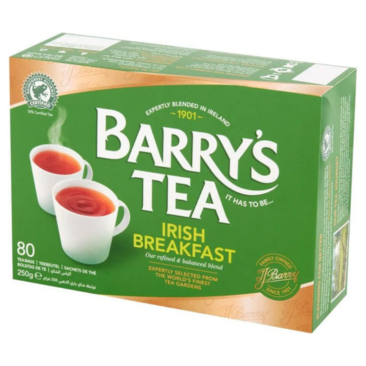 Box of Barry's Tea Irish Breakfast on a white background