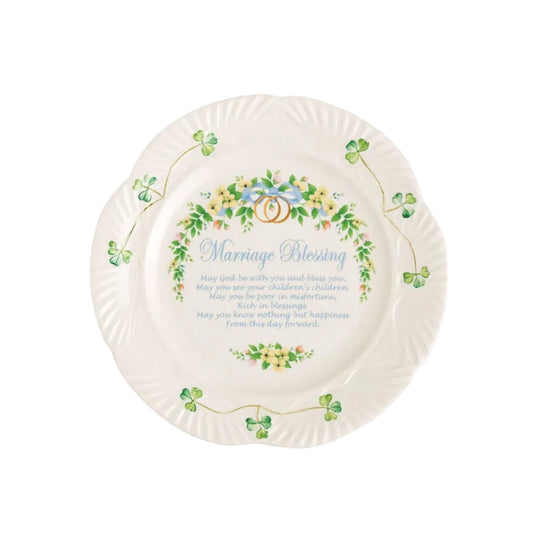 White Plate with floral and shamrocks and marriage blessing