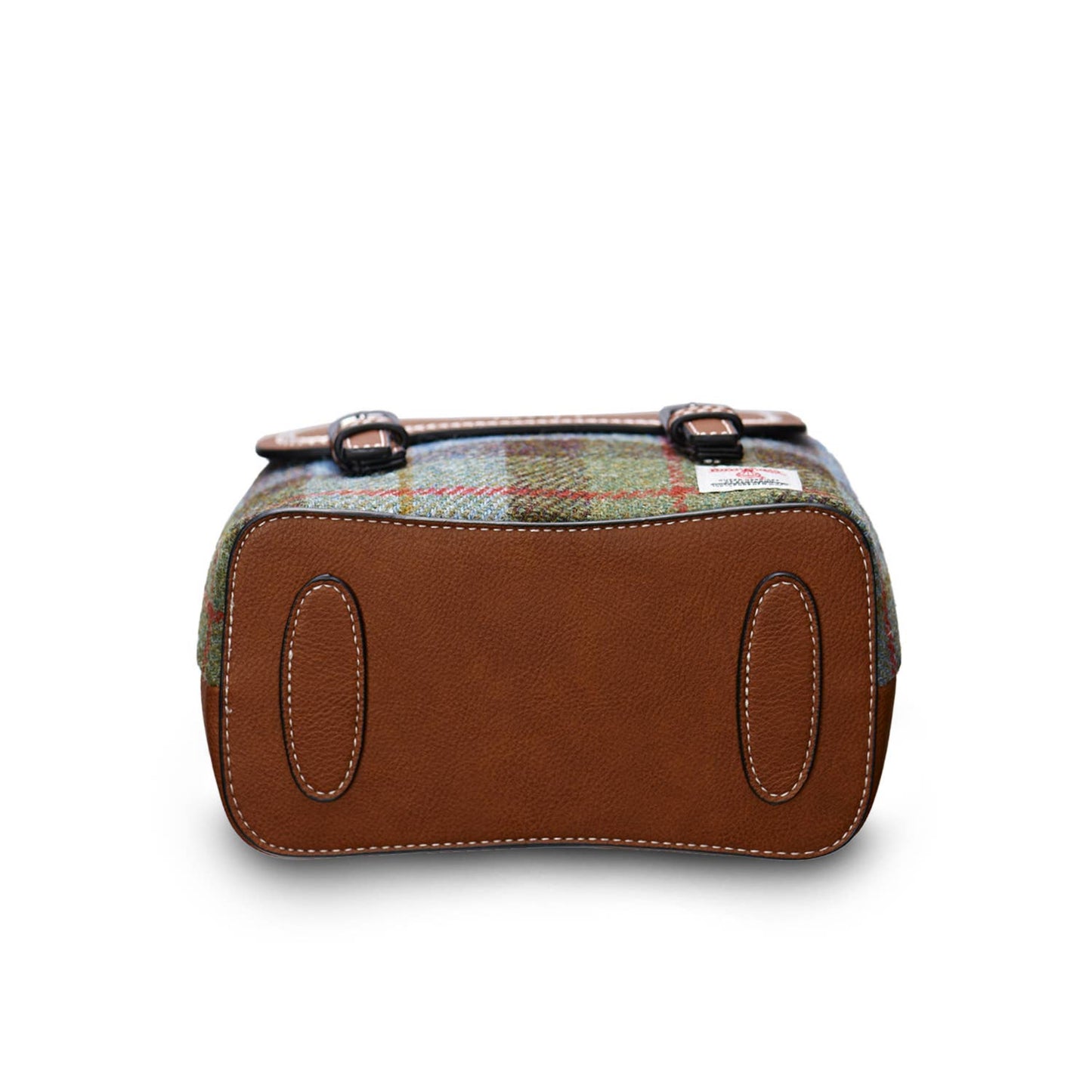 Bottom view of mini jura backpack in brown leather