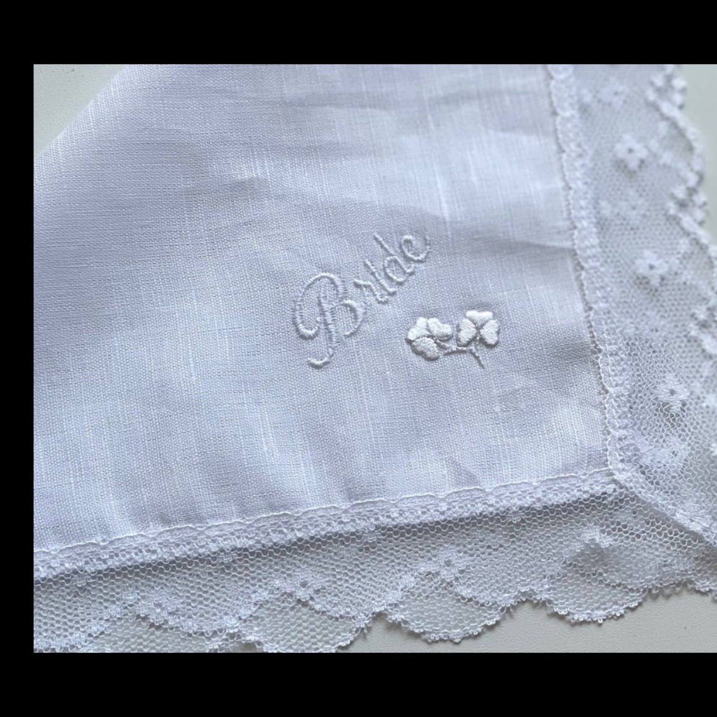 Bride" Hanky with Shamrocks