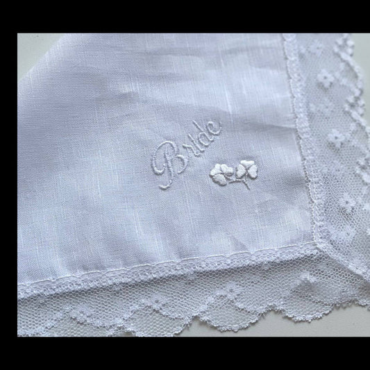 Bride" Hanky with Shamrocks