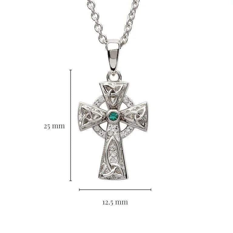 Celtic Trinity Knot Cross Adorned With Crystals