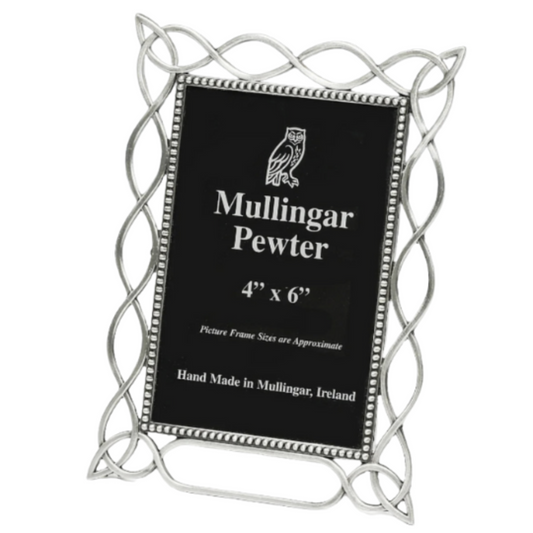 Silver photo frame with 'Mullingar Pewter' branding on a white background