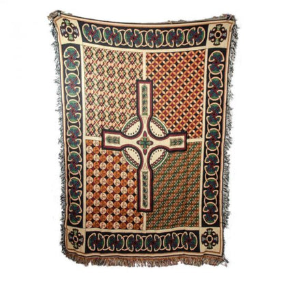 Celtic design blanket with fringe edging