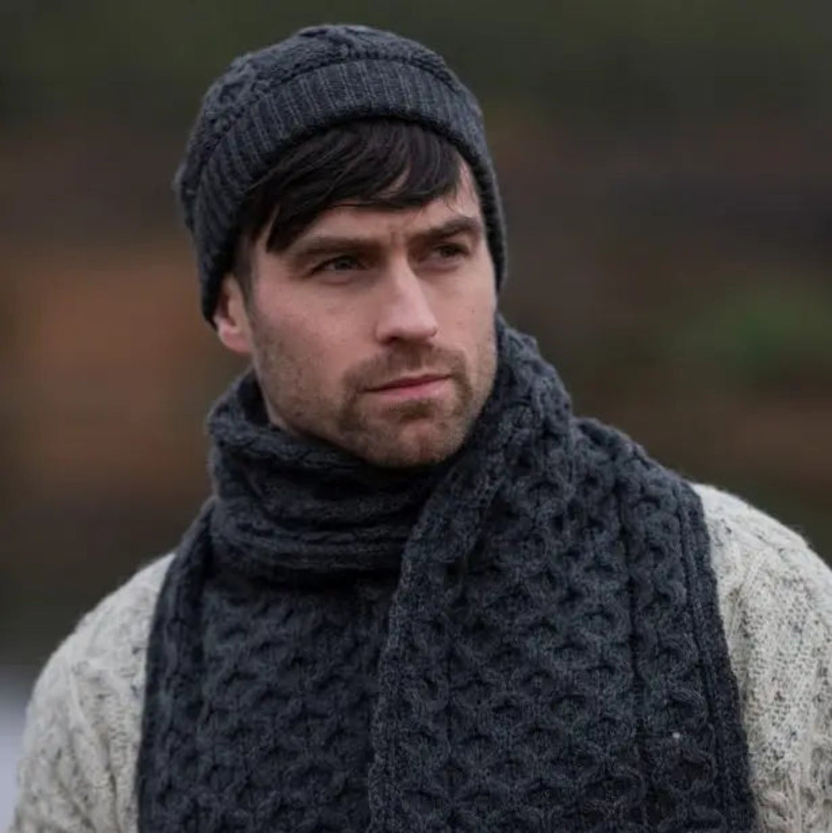 Charcoal unisex merino wool scarf