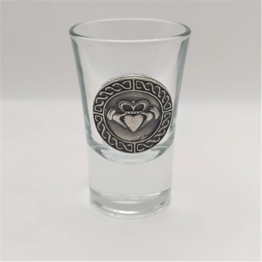 Mullingar Pewter Glass Shot with Irish Pewter Embellishment