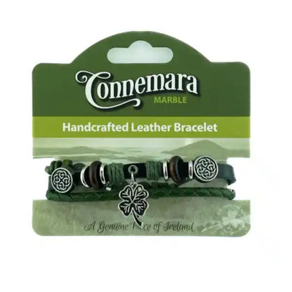 Connemara Marble Leather Charm Bracelet