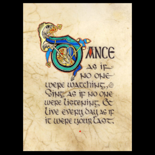Decorative text with a turtle illustration on a textured beige background
