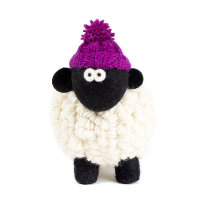 Extra Large Collectible Knitted Mountain Sheep with Bobble Hat