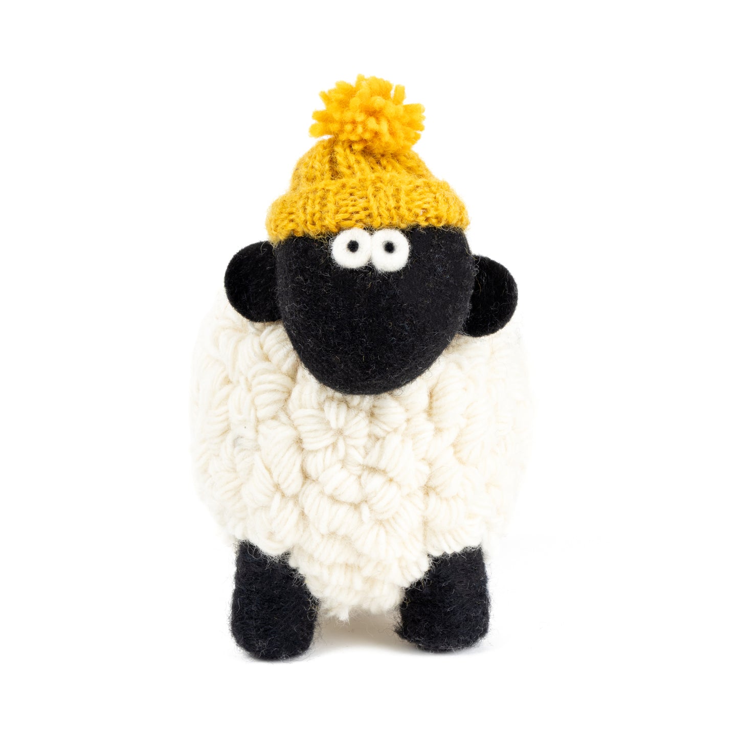 Extra Large Collectible Knitted Mountain Sheep with Bobble Hat