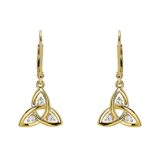 14kt Gold Vermeil Trinity Knot white Sapphire Drop Earrings
