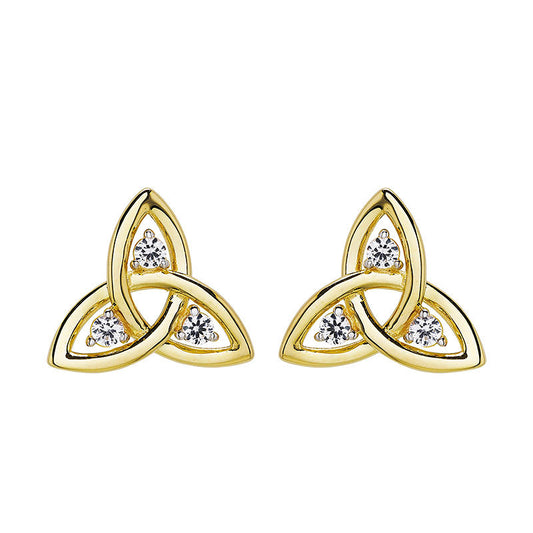 14kt Gold Vermeil Trinity Knot white Sapphire Drop Earrings