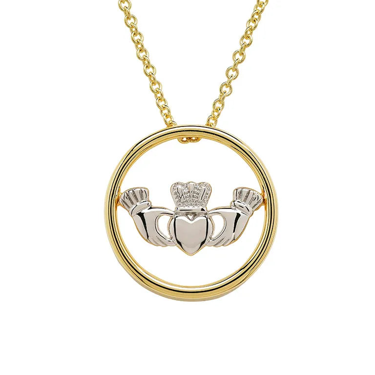 14kt Gold Vermeil Celtic Claddagh Necklace
