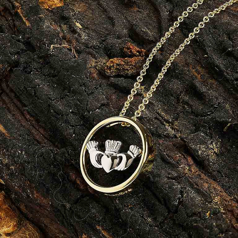 14kt Gold Vermeil Celtic Claddagh Necklace